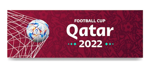 Football 2022 of Qatar Banner With Soccer Ball