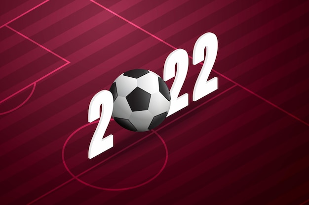 Football 2022 of qatar and purple background isometric vector illustration