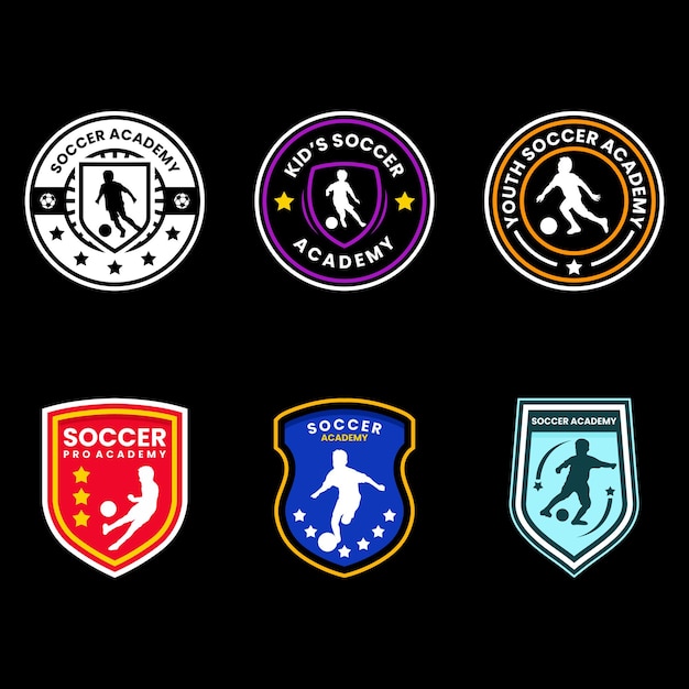 Vector football academy badges logo