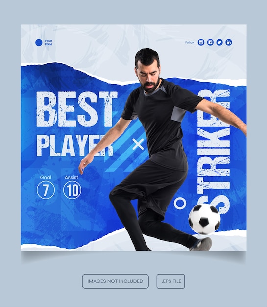 Football athlete flyer social media post template