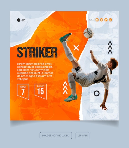 Football athlete flyer social media post template