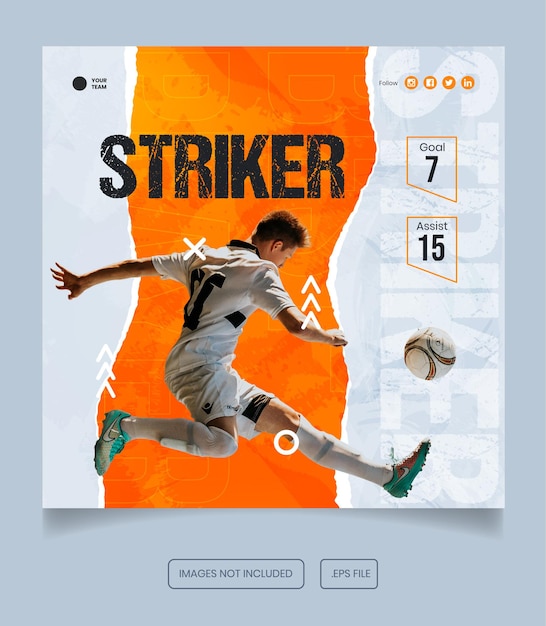 Football athlete flyer social media post template