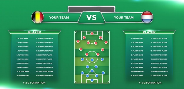 サッカーのバックグラウンドチームの情報チャートとマネージャー
