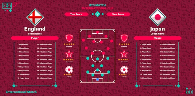 Football background team info charts and manager