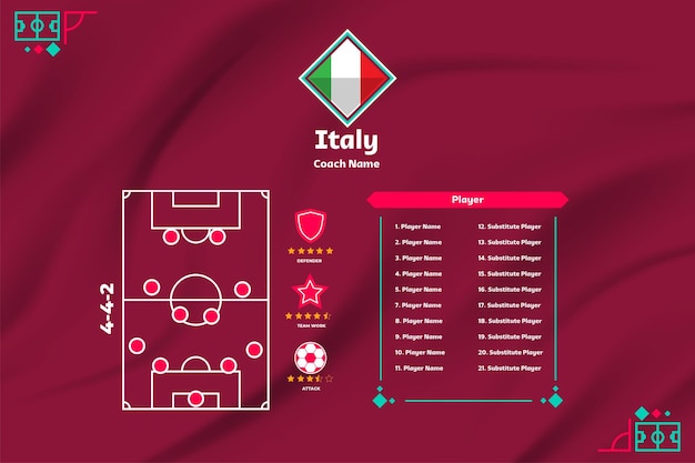 Football background team info charts and manager