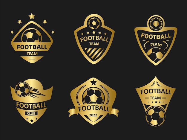 Insieme dell'oro del distintivo di calcio