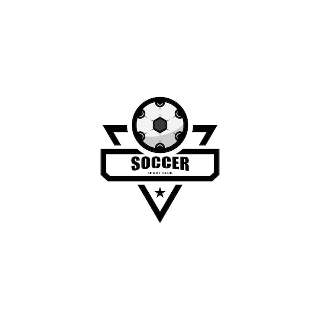 サッカーのバッジとシールドのロゴデザイン 現代のサッカーバッジのロゴテンプレート ベクトルテンプレート