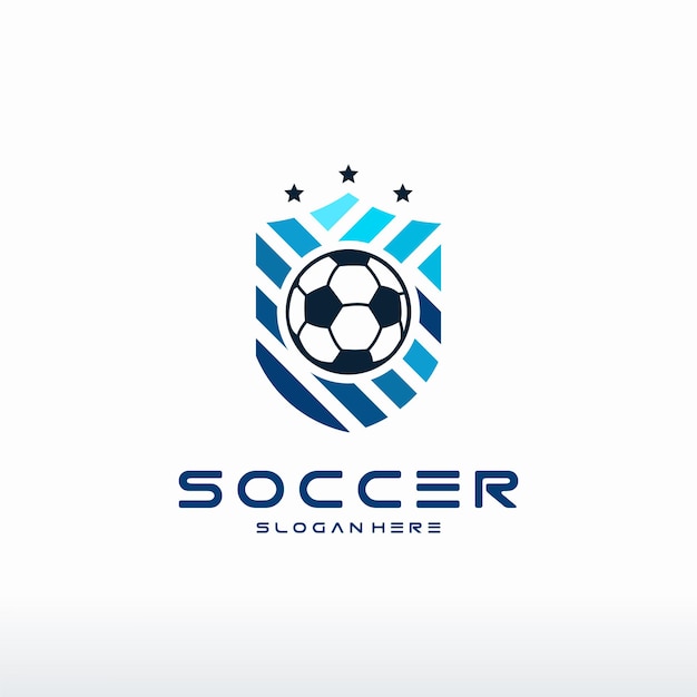 football badge with shield logo designs, modern soccer badge logo template