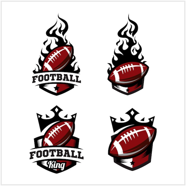 Вектор Футбольный мяч огонь и королевский значок логотип