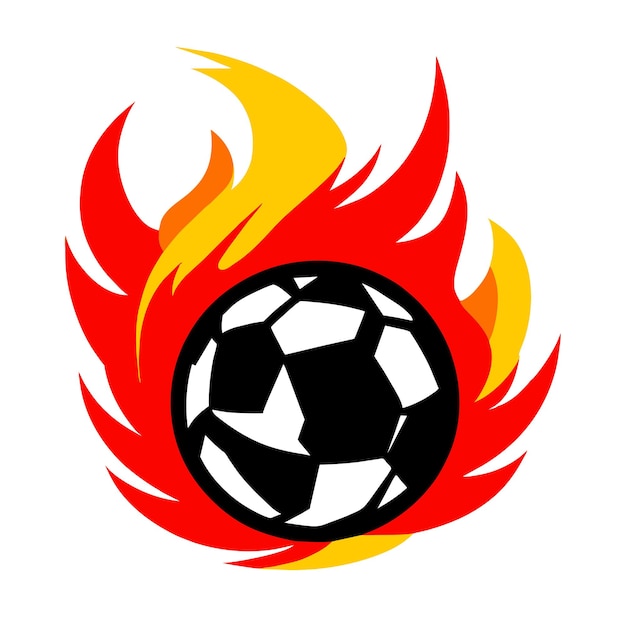 Vector football ball flying in flames realistic vector