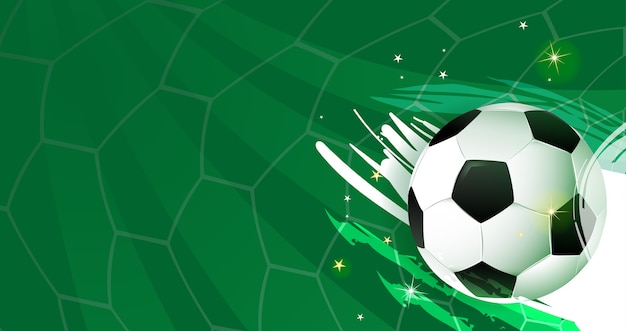Футбольный мяч на абстрактный футбол зеленый фон