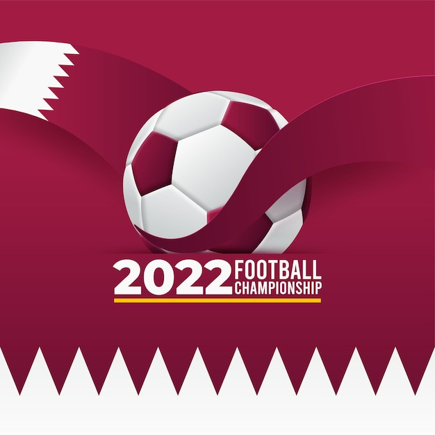 Football ball with the national flag of qatar