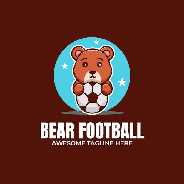 Football bear mascot logo design