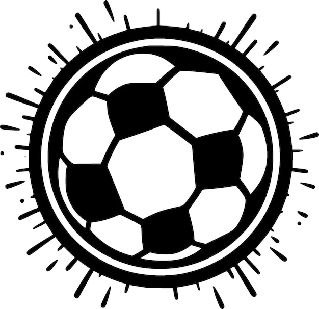 Футбольная черно-белая векторная иллюстрация