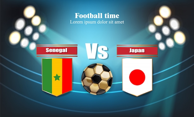 Football board senegal flag vs japan