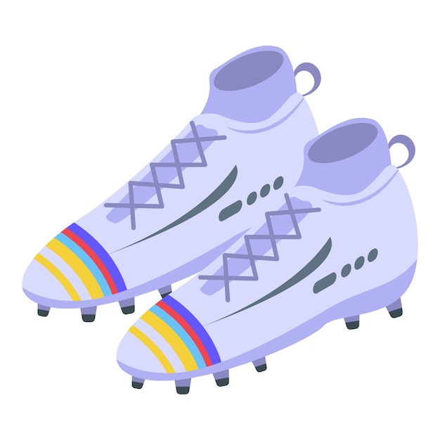벡터 축구 부츠 신발 아이콘 흰색 배경에 고립 된 웹 디자인을 위한 축구 부츠 신발 벡터 아이콘의 아이소메트릭