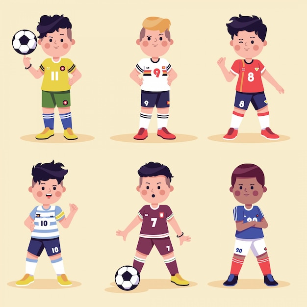 Collezione di personaggi dei cartoni animati di calcio