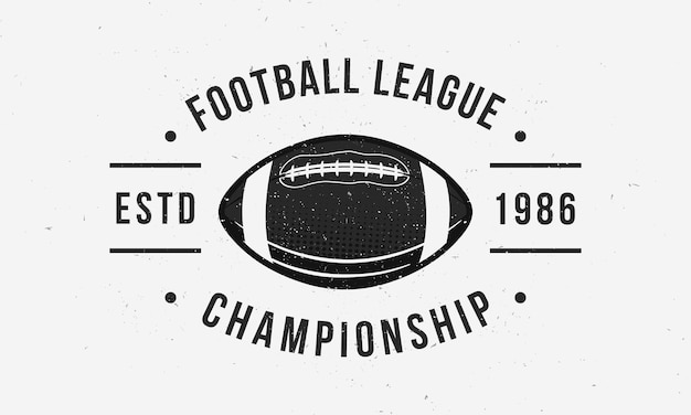 Vector football championship logovintage american football ball trendy retro logo