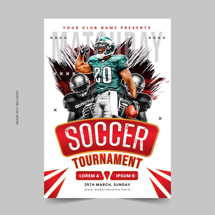 Vector football championship tournament flyer template and soccer sports poster design