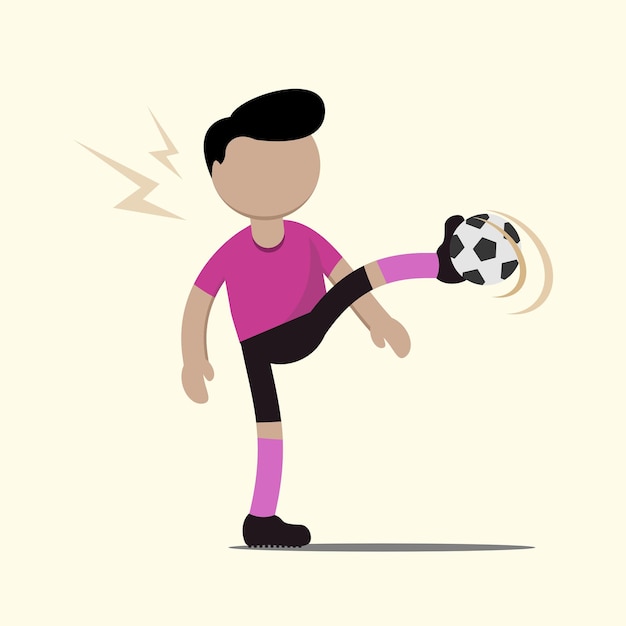 Football character or soccer player with action in match Vector illustration cute style