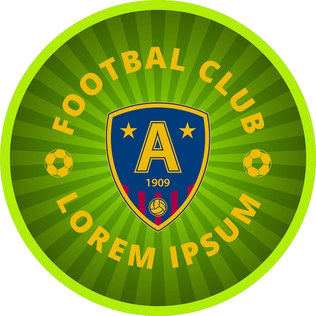 Football club emblem in a circle. Vector tamplate. Green icon on a white background.