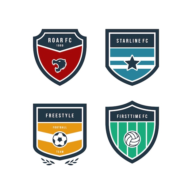 Vector football club flat labels set vector