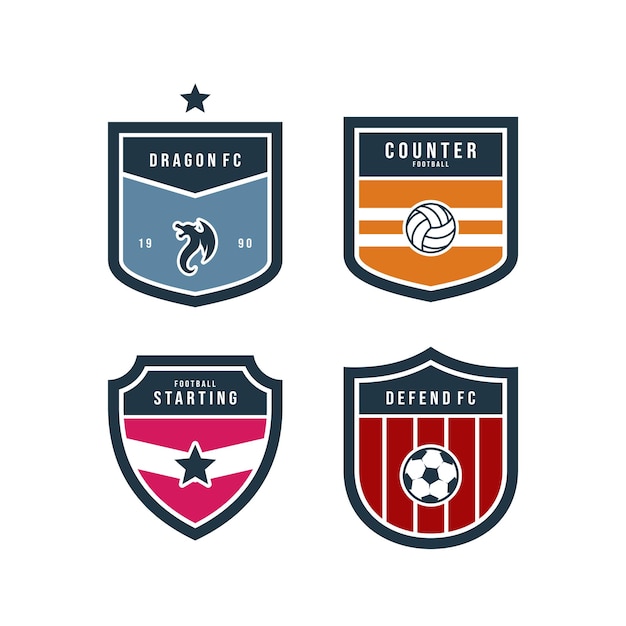 Vector football club flat labels set vector