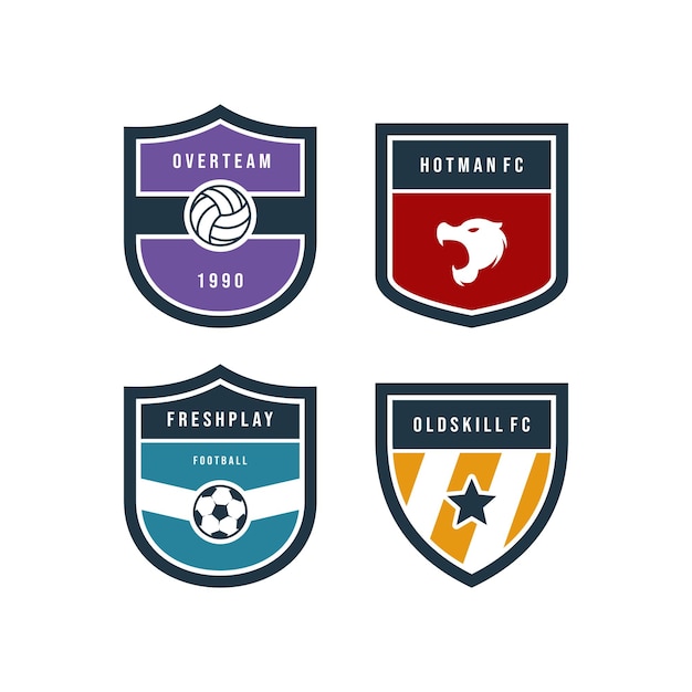 Vector football club flat labels set vector