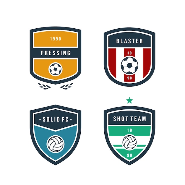 Football club flat labels set