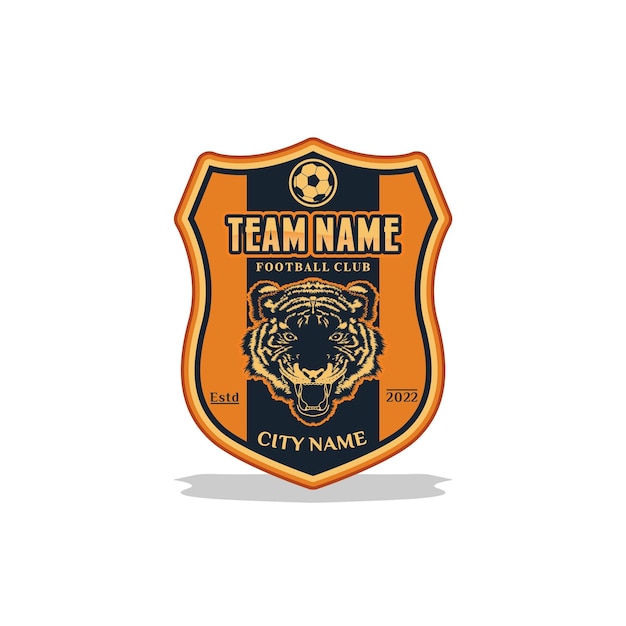 Football Club Logo With Tiger Head Illustration Vector Design