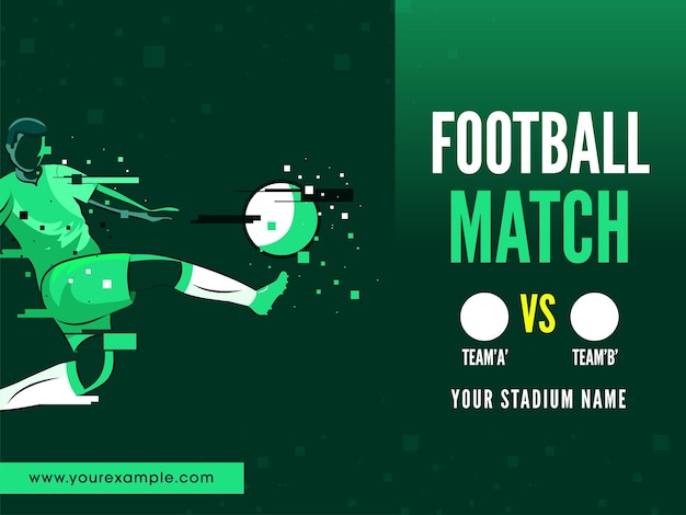 Football Competition Template with Team Player Character Vectors and Match Day Details Pixel Effect Background