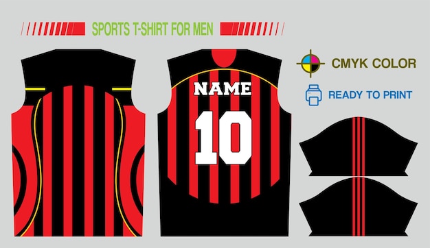 Vettore file di stampa cmyk per il design del calcio e del cricket del new jersey