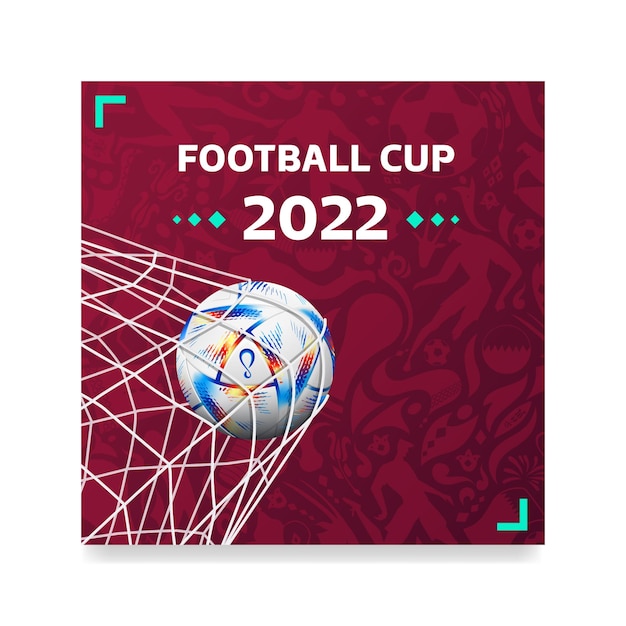 Volantino football cup 2022 of qatar con pallone da calcio