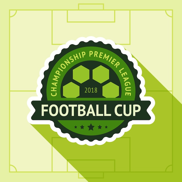 Vector football cup badge in football field