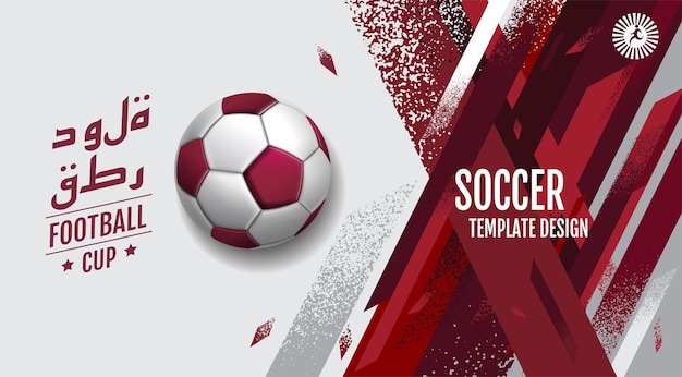 Modello di banner calcio coppa di calcio poster sportivo sfondo bandiera qatar