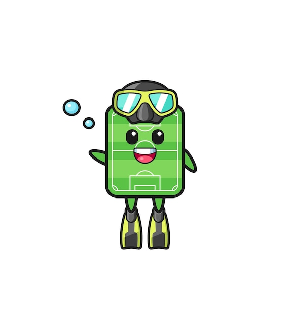 The football field diver cartoon character  cute design