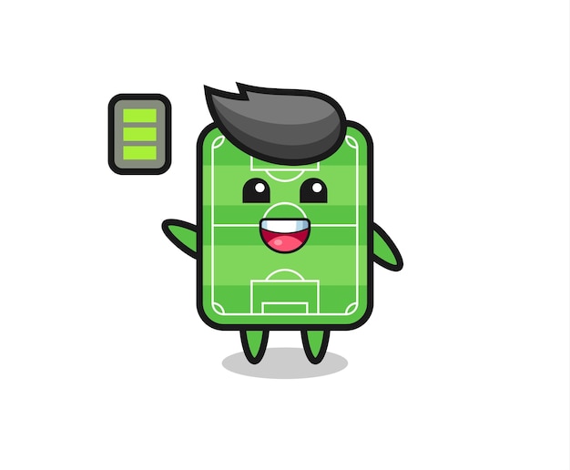 Football field mascot character with energetic gesture