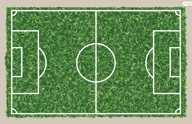 Fondo del campo di calcio o del campo di calcio. campo in erba verde per creare una partita di calcio. illustrazione vettoriale.