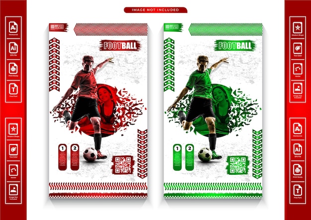 Football flyer social media story or web banner modern design template Premium Vector