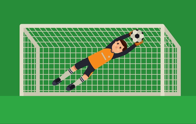 Vector football goalkeeper catching a ball