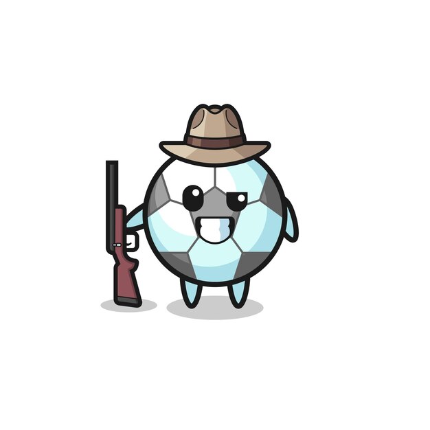 Football hunter mascot holding a gun cute design