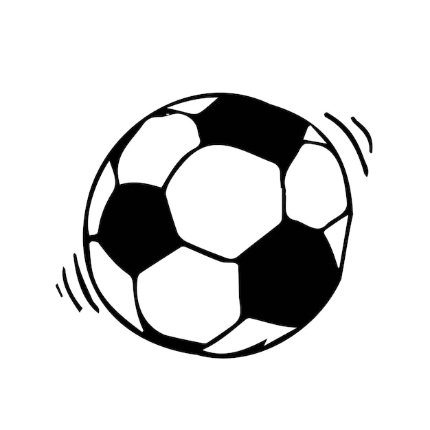 Football icon sketch or soccer ball drawing in doodles style Handdrawn in monochrome Sport vector