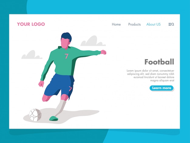 Vector football illustration for landing page