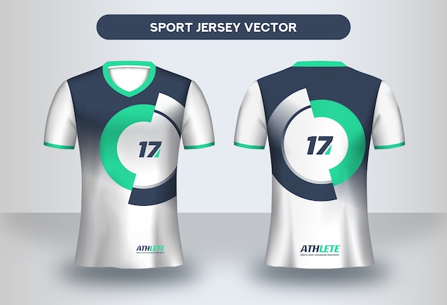 Football jersey design template. corporate design, soccer club uniform t-shirt front and back view.