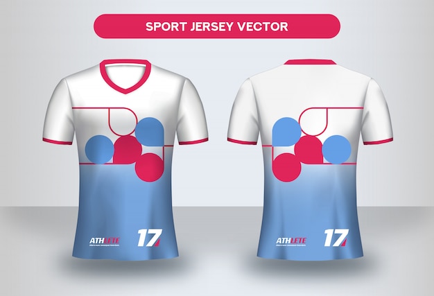 Vector football jersey design template. soccer club uniform t-shirt front and back view.