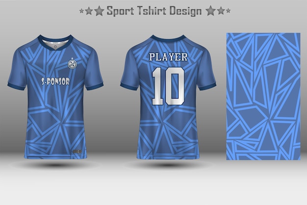 Football jersey mockup soccer jersey mockup cycling jersey mockup and sport jersey mockup with abstract geometric pattern Free Vector