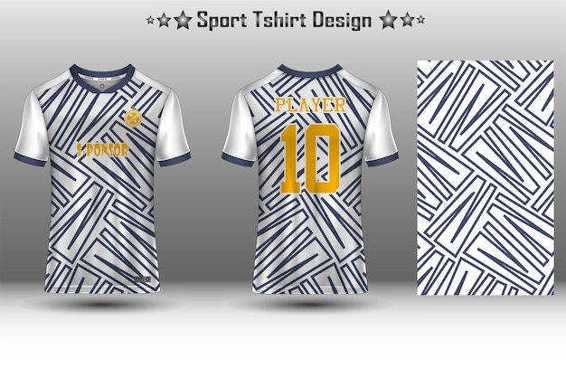 Football jersey mockup soccer jersey mockup cycling jersey mockup and sport jersey mockup with abstract geometric pattern Free Vector