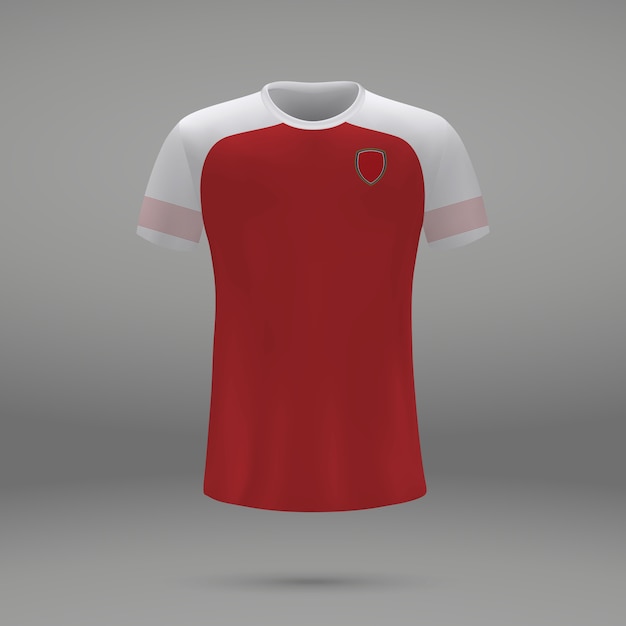 Football kit arsenal, shirt template for soccer jersey