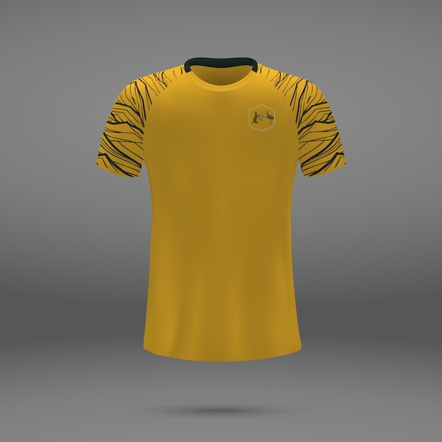 Football kit of Australia, tshirt template for soccer jersey