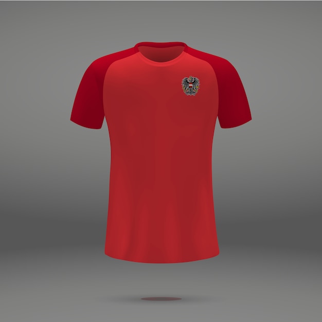 Football kit of Austria, tshirt template for soccer jersey